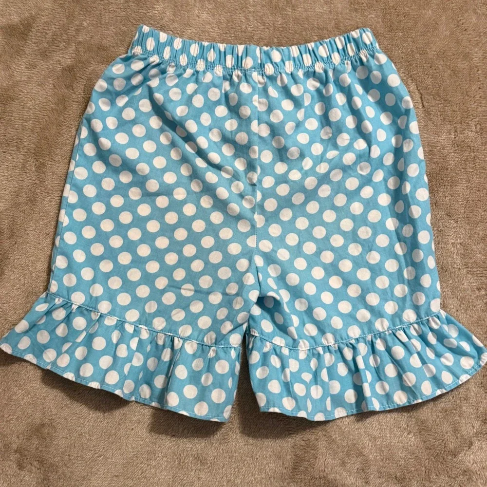 Lolly Wolly Doodle Girls Smocked ABC Apple Polka Dot Top and Shorts Set Size 5